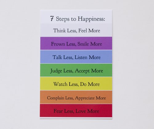 “7 Steps to Happiness” Postcard Print 4″x6″ by Doe Zantamata (Happiness in Your Life and thehiyL)
