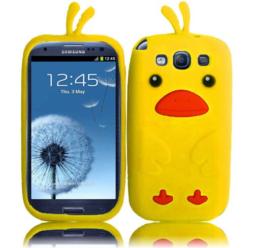 Samsung Yellow Funny Duck Silicone Jelly Skin Case Cover for T-Mobile Samsung Galaxy S 3 S3 III i9300 i747 T999 L710 i535 Sprint Galaxy S3