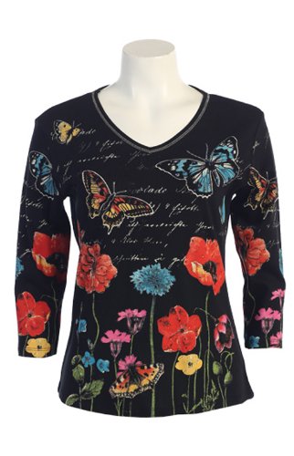 Jess and Jane “Joyful” Dressy Ladies Rhinestone Bling Tee Shirt Top-1x (black) Jess and Jane “Joyful” Dressy Ladies Rhinestone Bling Tee Shirt Top-1x (black)
