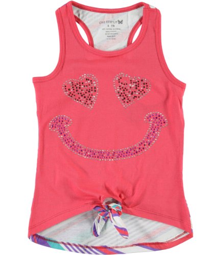 One Step Up “Studded Smile” Tank (Sizes 7 – 16) – coral, 10 – 12