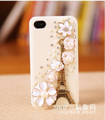 Bling Iphone 5 Case – Protective Skin – Bling – Iphone 5 Cover- Eiffel Tower Ivory