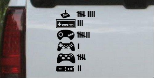 Video Game Controller Keeping Count Funny Car Window Wall Laptop Decal Sticker — Black 6in X 3.6in