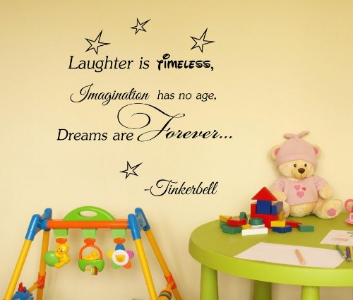 #2 Laughter is timeless, imagination has no age. dreams are forever. tinkerbell Vinyl wall art Inspirational quotes and saying home decor decal sticker steamss