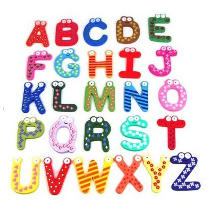 SODIAL(TM) Funky Fun Colorful Magnetic Letters A-Z Wooden Fridge Magnets Kid toys Education