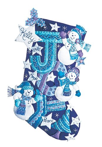 Bucilla Felt Stocking Applique Kit, 18-Inch, Joy Snowmen