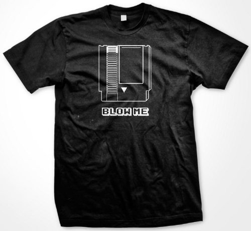Blow Me T-shirt, Old School Video Game Cartridge Men’s Funny Shirts, X-Large, Black