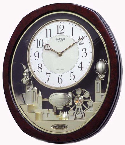 Joyful Land Clock in Brown Finish