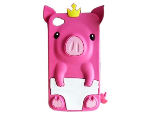 Peach 3D Pig Cartoon Animal Silicone Case Cover for iPhone 4 4G 4S