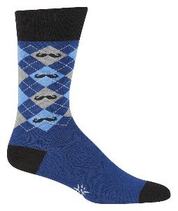 Sock It To Me Argyle Mustache Men’s Sock (Blue)