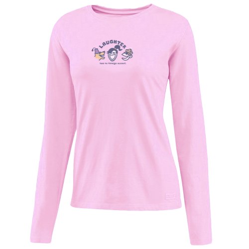 Life is good Women’s Long Sleeve Laughter Crusher Tee, Petal Pink, X-Large