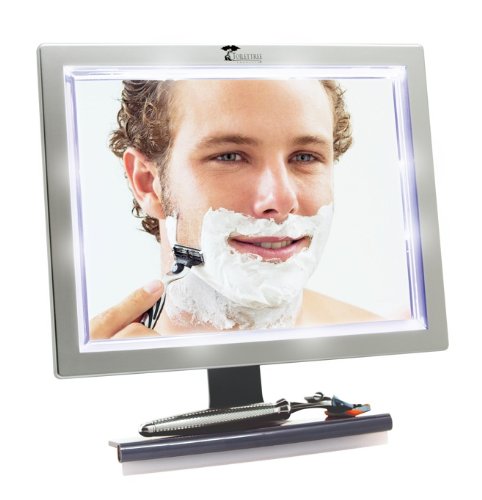 Pivoting Deluxe LED Fogless Shower Mirror with Squeegee