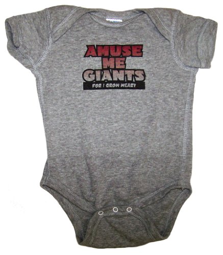 Oddi-Tees AMUSE ME GIANTS Baby Funny Romper Snapsuit Onesie – Heather 6/12 Month