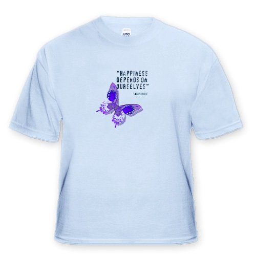 Happiness Quote Purple Butterfly Inspiration Spirituality – Adult Light-Blue-T-Shirt XL