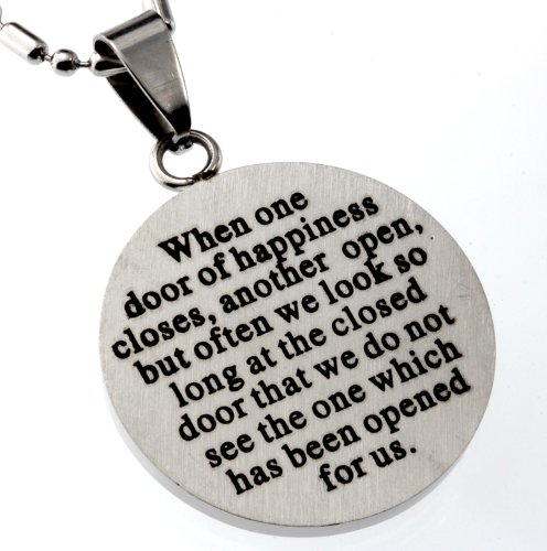 Water Lily /Lolus Flower Pendant with Inspirational Message “When One Door of Happiness Closes, Another Open…..”