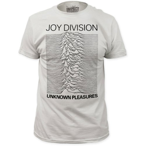 Joy Division – Mens Unknown Pleasures Fitted T-Shirt in White, Size: Small, Color: White