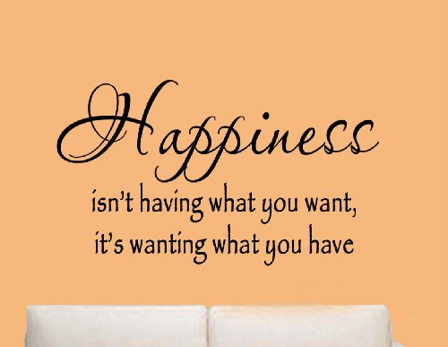 Happiness Isn’t Having What You Want, It’s Wanting What You Have – Wall Quote Inspirational Vinyl Lettering Decal