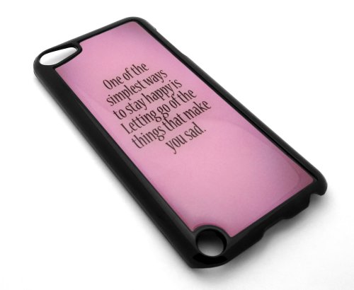 Cute Pink Inspirational Quote BLACK Snap-On Cover Hard Carrying Case for iPod 5/5th Generation – Happiness