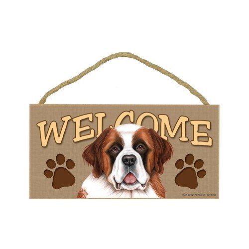 “Welcome” Wooden Sign – Saint Bernard