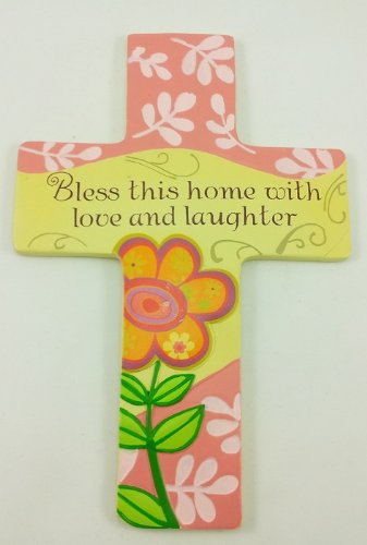 Gifts & Decor Classic Spring Wall Ceramic Cross Love n Laughter 5.75 x 8.75 1 Pc