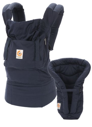ERGObaby Organic Bundle of Joy Carrier and Infant Insert, Navy/Midnight