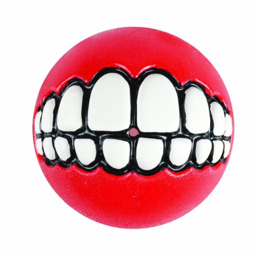 Rogz Grinz Treat Ball Dog Toy, Medium Red