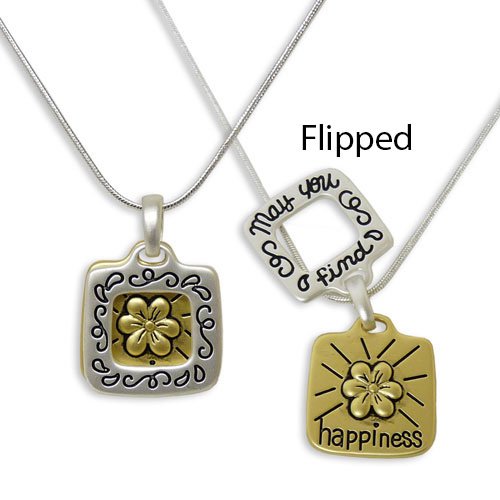 Happiness Filigree Flower, May You Find What Your Heart Desires and What You Deserve Inspirational Positive Energy Pendant Chain Necklace by Jewelry Nexus Happiness Filigree Flower, May You Find What Your Heart Desires and What You Deserve Inspirational Positive Energy Pendant Chain Necklace by Jewelry Nexus