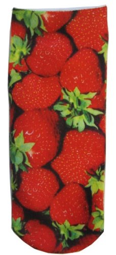 Womens Photo Print Ankle Socks Strawberry Strawberries