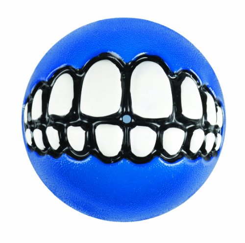 Rogz Grinz Treat Ball Dog Toy, Medium Blue