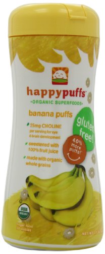 Happy Baby Organic Puffs, Banana Puffs, 2.1-Ounce Containers(Pack of 6)