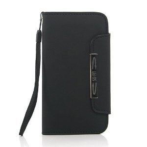 ZuGadgets 7484-2 Leather Flip Wallet Case with Credit/ID Card Slot and Free Screen Protector for Samsung Galaxy S3 i9300/SC-06D – Black