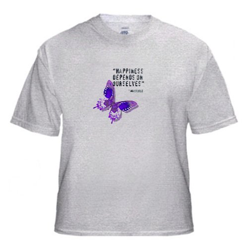 Happiness Quote Purple Butterfly Inspiration Spirituality – Adult Birch-Gray-T-Shirt Small