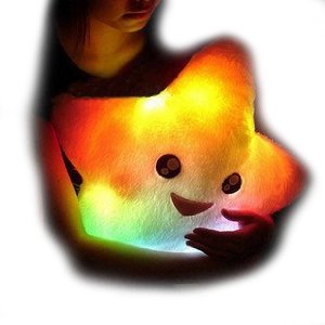 Smile Star Design Color Changing LED Light Toss Thrown Pillow White