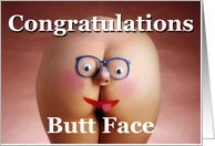 Congratulations Butt Face, Woman’s Naked Butt with Face Card
