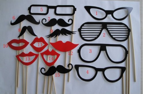 15pcs On A Stick Mustache Photo Booth Props Wedding Birthday Party Fun Favor Dec