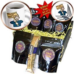 Dooni Designs Humorous Bribery Signs Sarcasm Designs – Funny Humorous Man Guy With A Sign Will Work For Video Games – Coffee Gift Baskets – Coffee Gift Basket