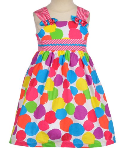 Younghearts “Funny Circle” Dress (Sizes 2T – 4T) – lime/pink/yellow, 4t