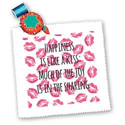 InspirationzStore Inspirational Quotes – Happiness is like a kiss – much of the joy is in the sharing – fun romantic sayings – quotations – Quilt Squares – 10×10 inch quilt square