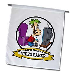 Funny Worlds Greatest Video Gamer Cartoon – 12 X 18 Inch Garden Flag