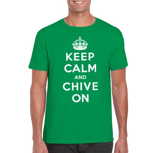 Stabilitees Keep Calm and Chive On INSPIRED Mens Fitted Soft Cotton T Shirts, Green, X-Large