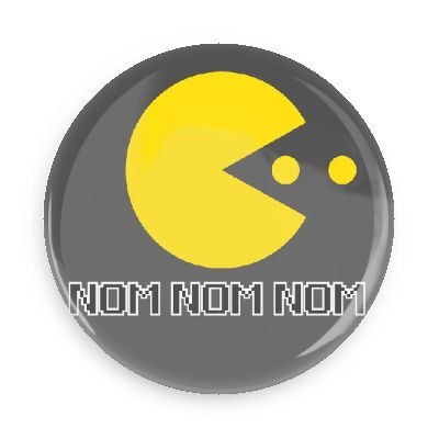 Funny Magnets; Video Game Humor: Pac-Man Nom Nom Nom 3.0 Inch Refrigerator Magnet