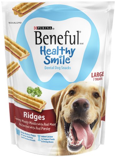 Purina Beneful Healthy Smile Ridges 7 Count Dental Dog Snack, Large