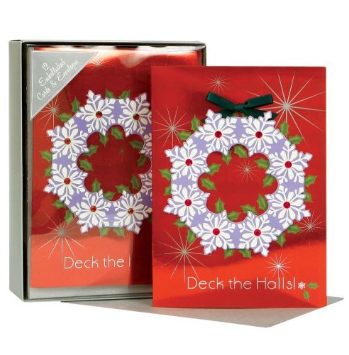 CR Gibson Joyful Tidings Christmas Cards, Deck The Halls, 12 Count