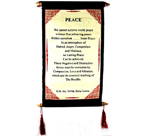 Dalai Lama Quotes ~ Cotton Canvas Scroll ~ “Peace” ~ Natural White Color
