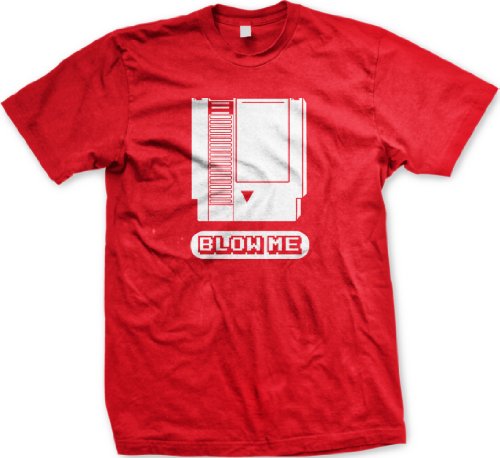 Blow Me T-shirt, Old School Video Game Cartridge Men’s Funny Shirts, X-Large, Red