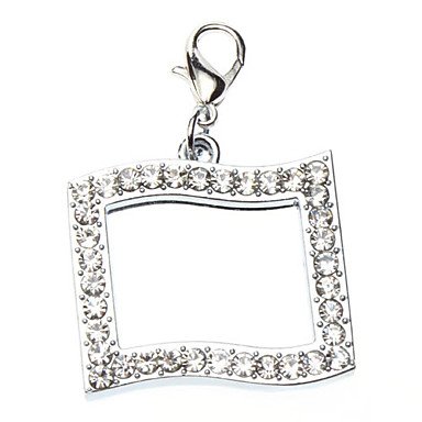 Rhinestone Decorated Flag Type Photo Frame Style Collar Charm for Dogs Cats