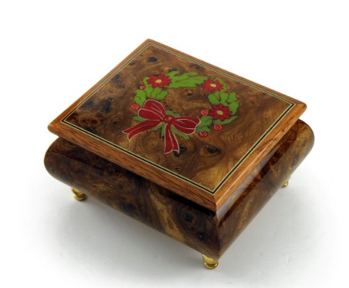Joyous Christmas Wreath Hand Inlaid Sorrento Music Box (Have Yourself A Merry Little Xmas)