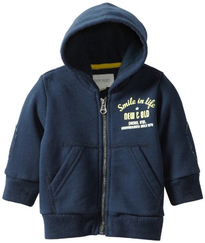 Diesel Baby-boys Infant Sewyb Heavy Dyed Zip Hoodie Smile In Life, Navy, 9 Months