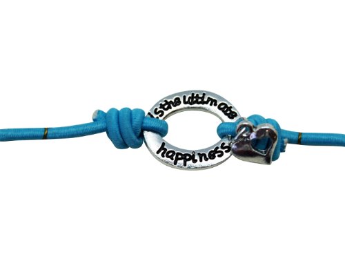 To Be loved Is Happiness Bracelet – Stretchy Love Quotes Bracelet (Light Blue)