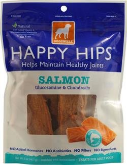 Dogswell Happy Hips Treats for Dogs, Salmon Jerky, 15-Ounce Package
