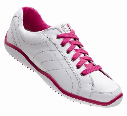 New Footjoy Ladies LoPro Casual Spikeless Golf Shoes White/Fuchsia Size 8.5 Med